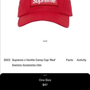 Supreme x Ventile Camp Cap - Red